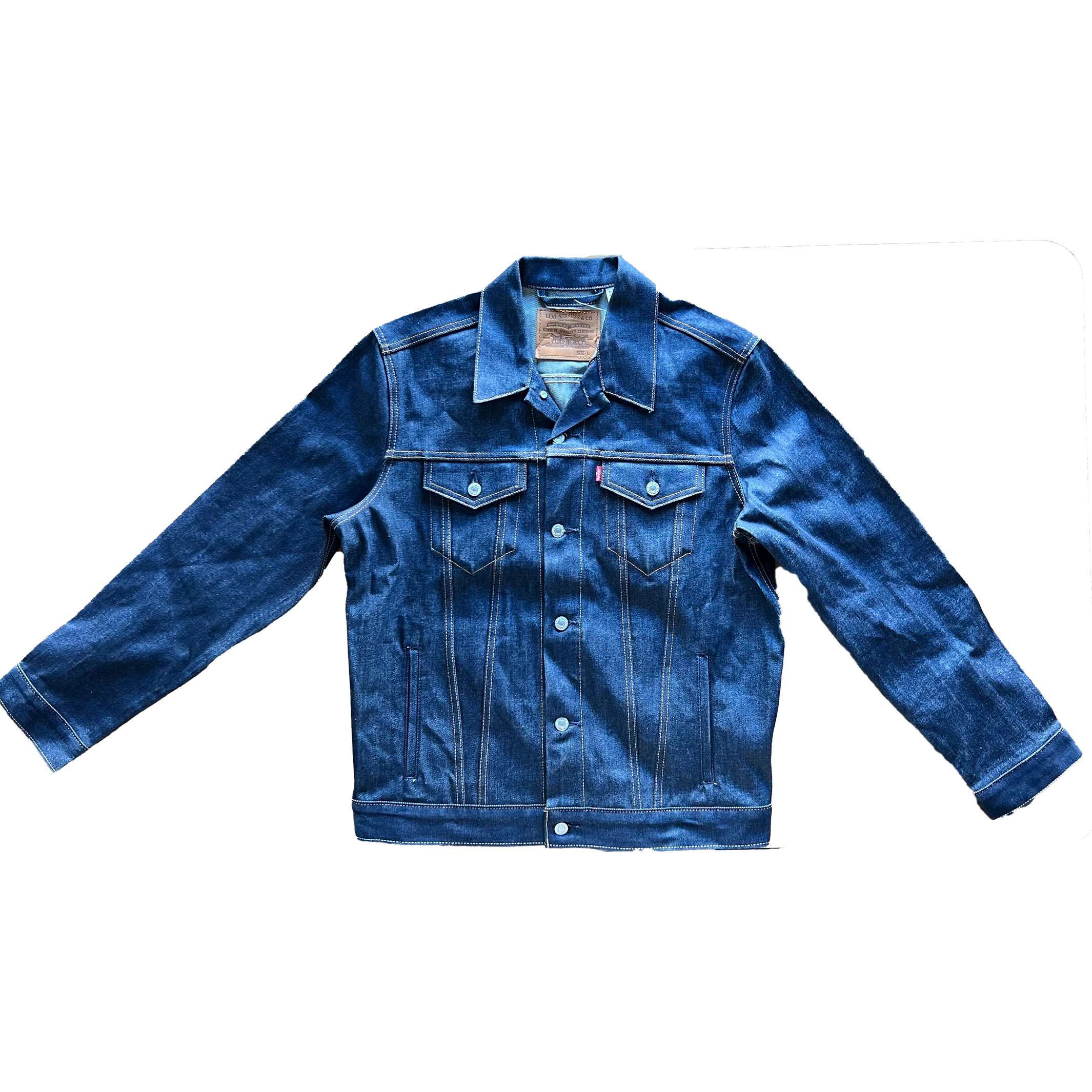 Leather Denim Jacket Chain & 3D Pocket - Ready-to-Wear 1A5ZUL