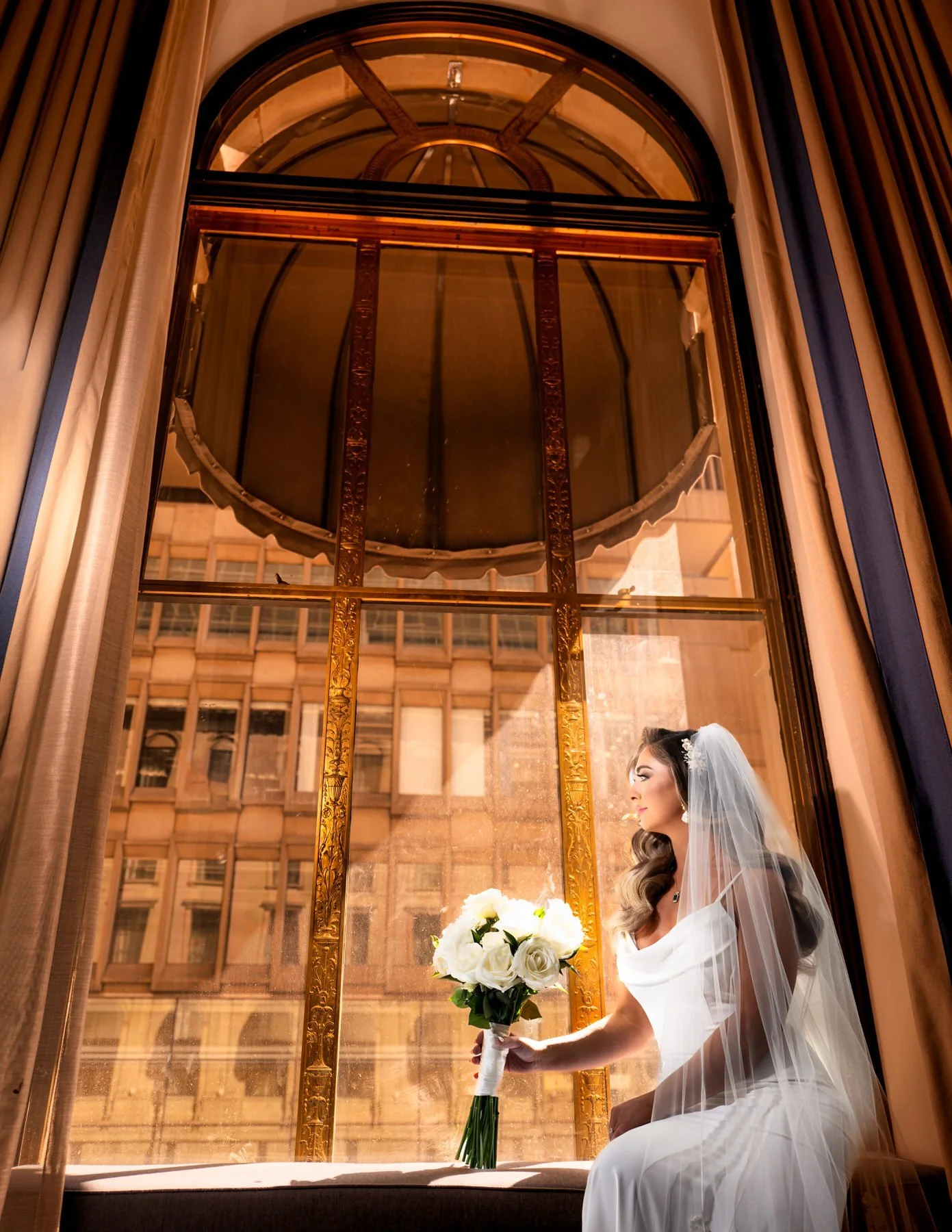 Bride before her State Room wedding, Boston, MA