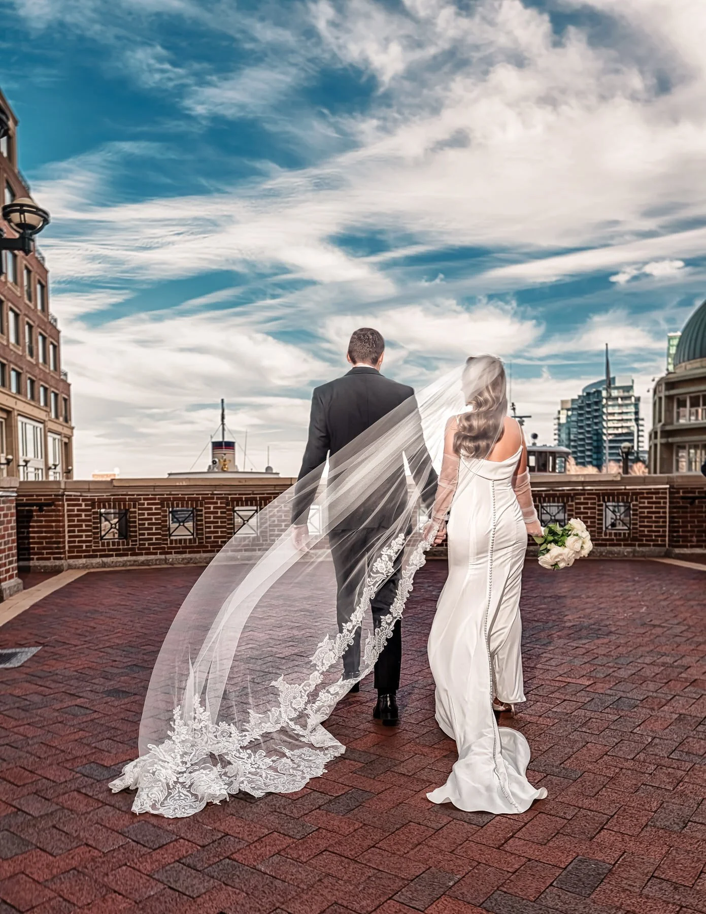 Boston waterfront wedding portraits, The State Room wedding photography and video, Boston, MA