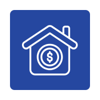 Icon of a house with a dollar sign inside, representing real estate or home financing.