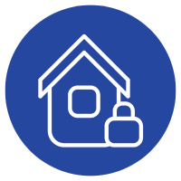 Icon of a house with a lock, symbolizing security or home security.