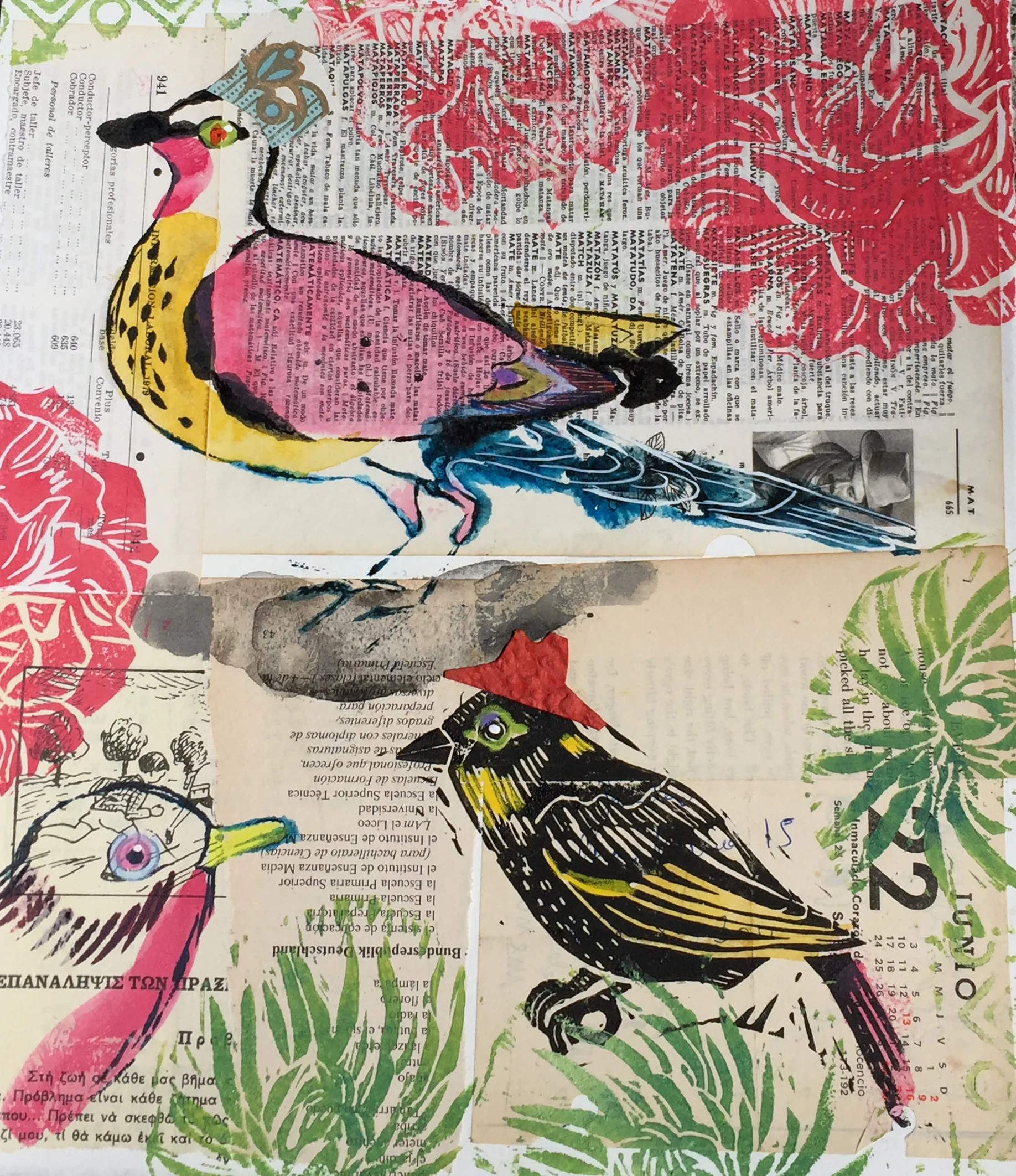 Three Hip Birds in Hats