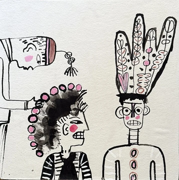 Little Inkie #2: Three Hatted Figures named Otto.