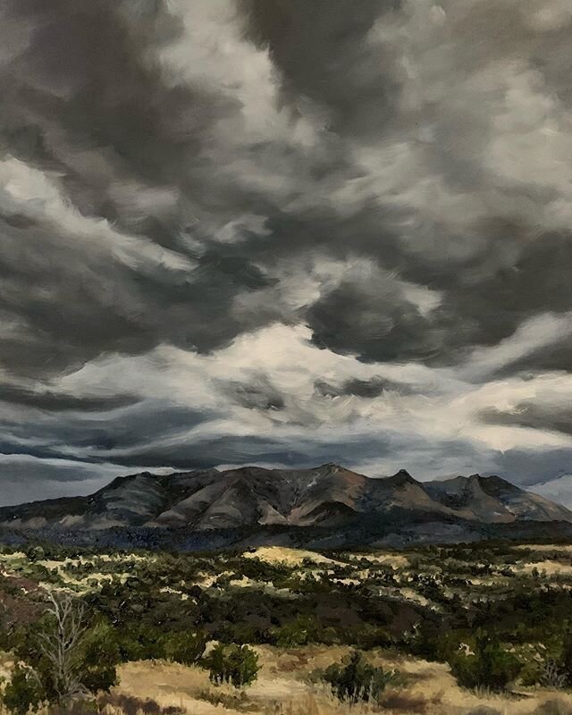 Progress report number 5,749. This one is a slow moving piece.

#margalenaleporestudios #southwestseries #bandeliernationalmonument #artist #newmexico #wip #mhoilpaints #skyscape #doitfortheprocess