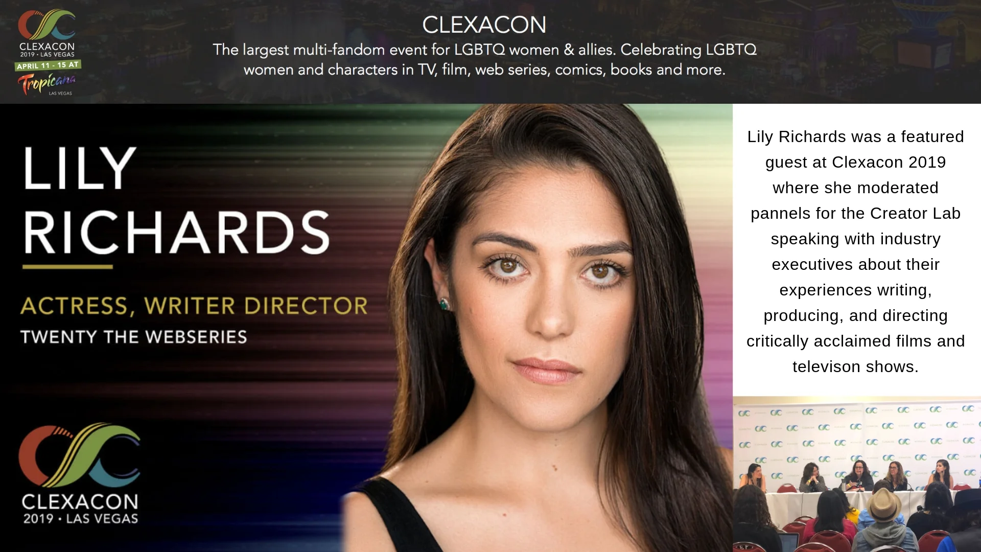 Lily Richards was a featured guest at Clexacon 2019 where she moderated pannels for the Creator Lab speaking with industry executives about their experiences writing, producing, and directing critically acclaimed fil-2.jpg