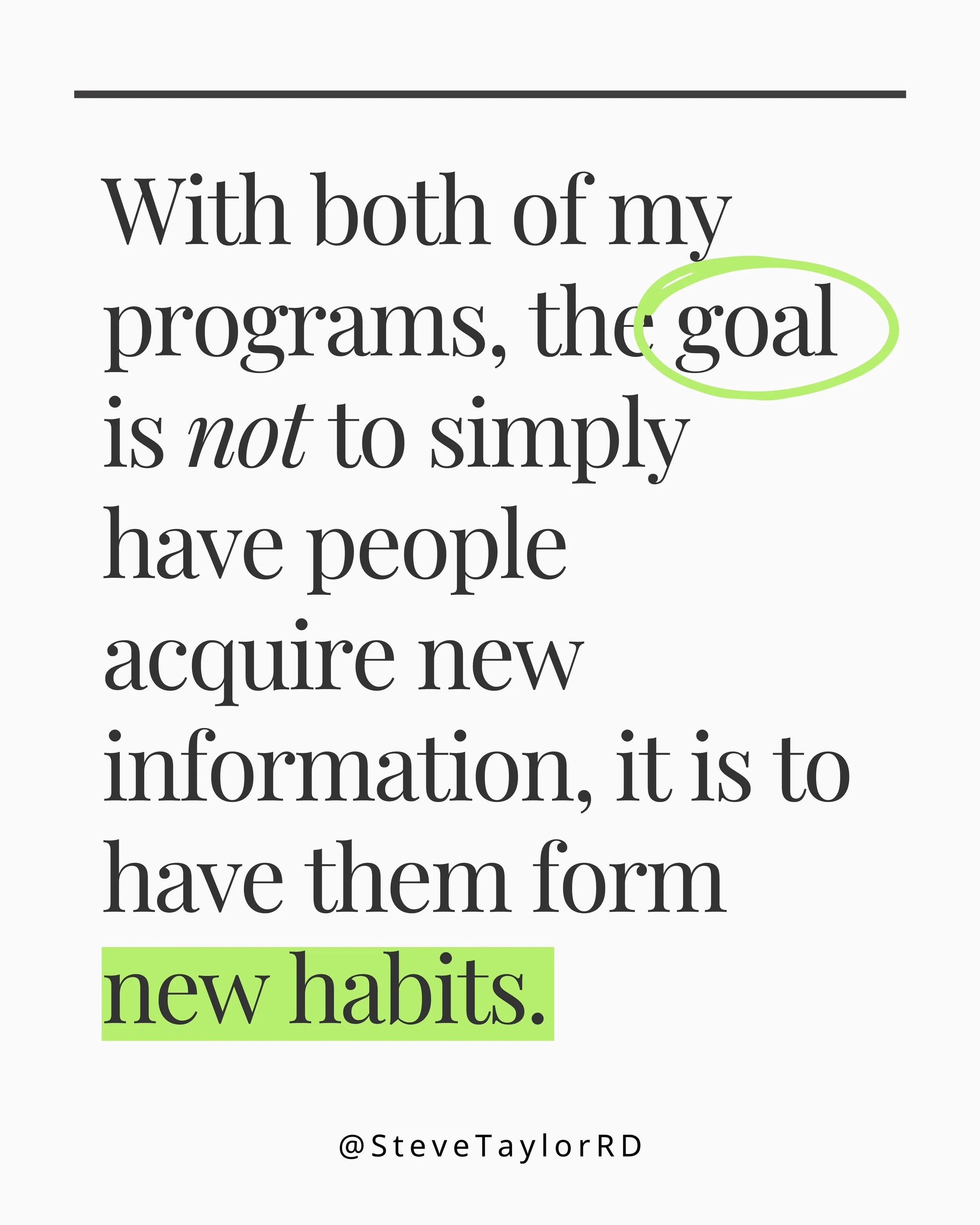 Information without application is useless. The goal is action. The goal is new habits.

#WeeklyCoachingProgram
#SelfGuidedSustainableWeightLoss