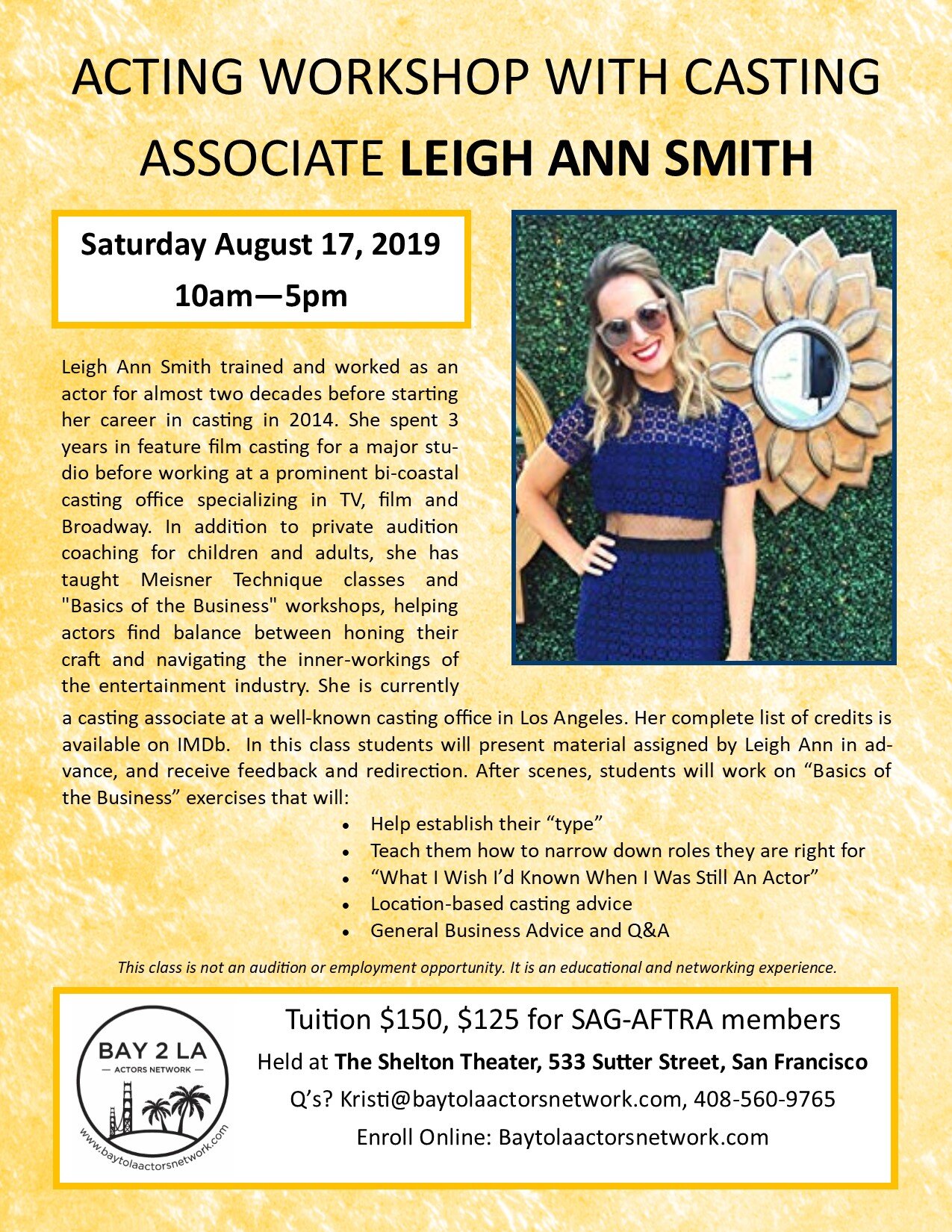 Acting Workshop with Casting Assoc Leigh Ann Smith