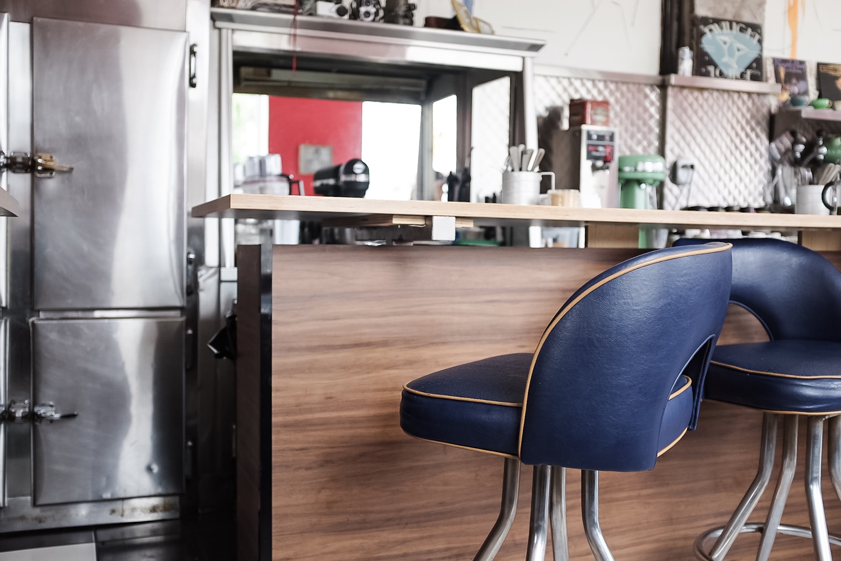 Nothing says diner quite like swiverling bar stools. 
