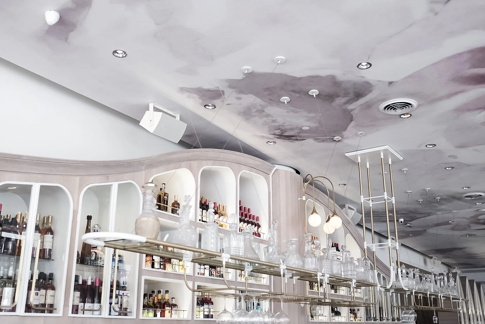 Beautiful details at the restaurant including the rose covered ceilings.