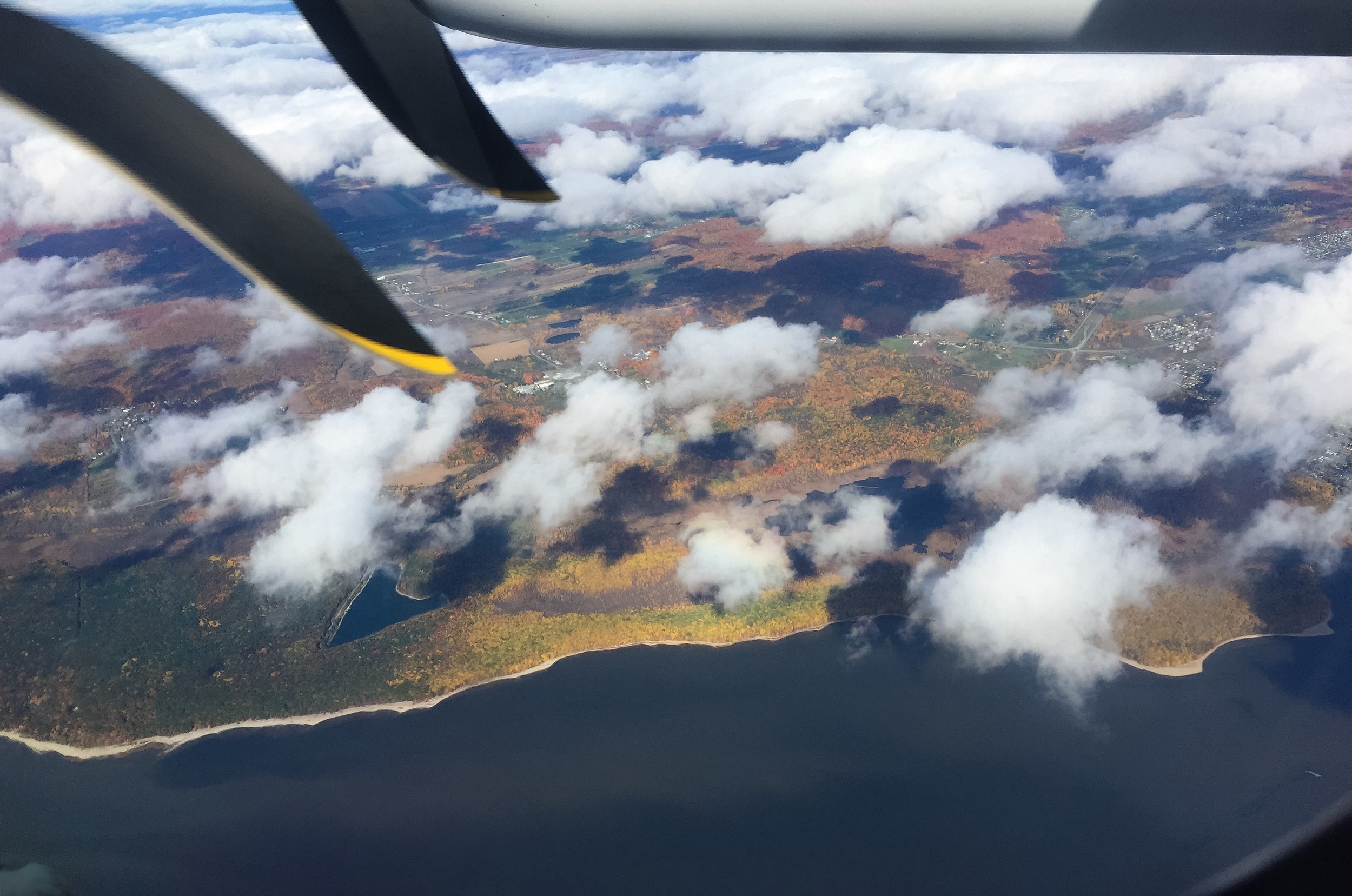 Flying over Canada in the fall.