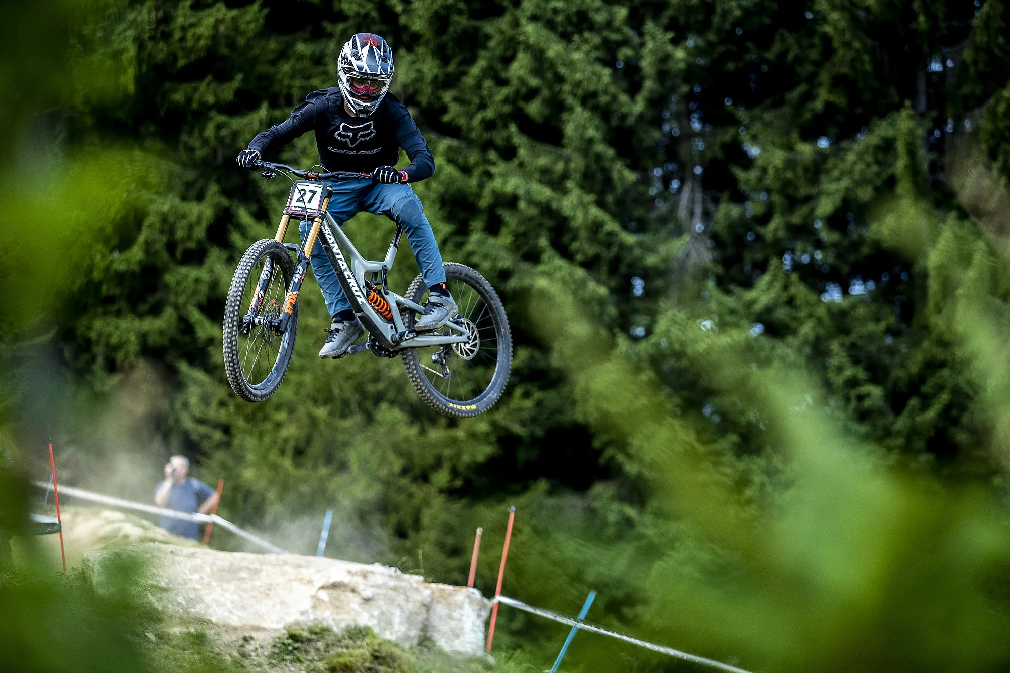 Finn sending it large at the Val di Sole World Cup. PC Sven Martin