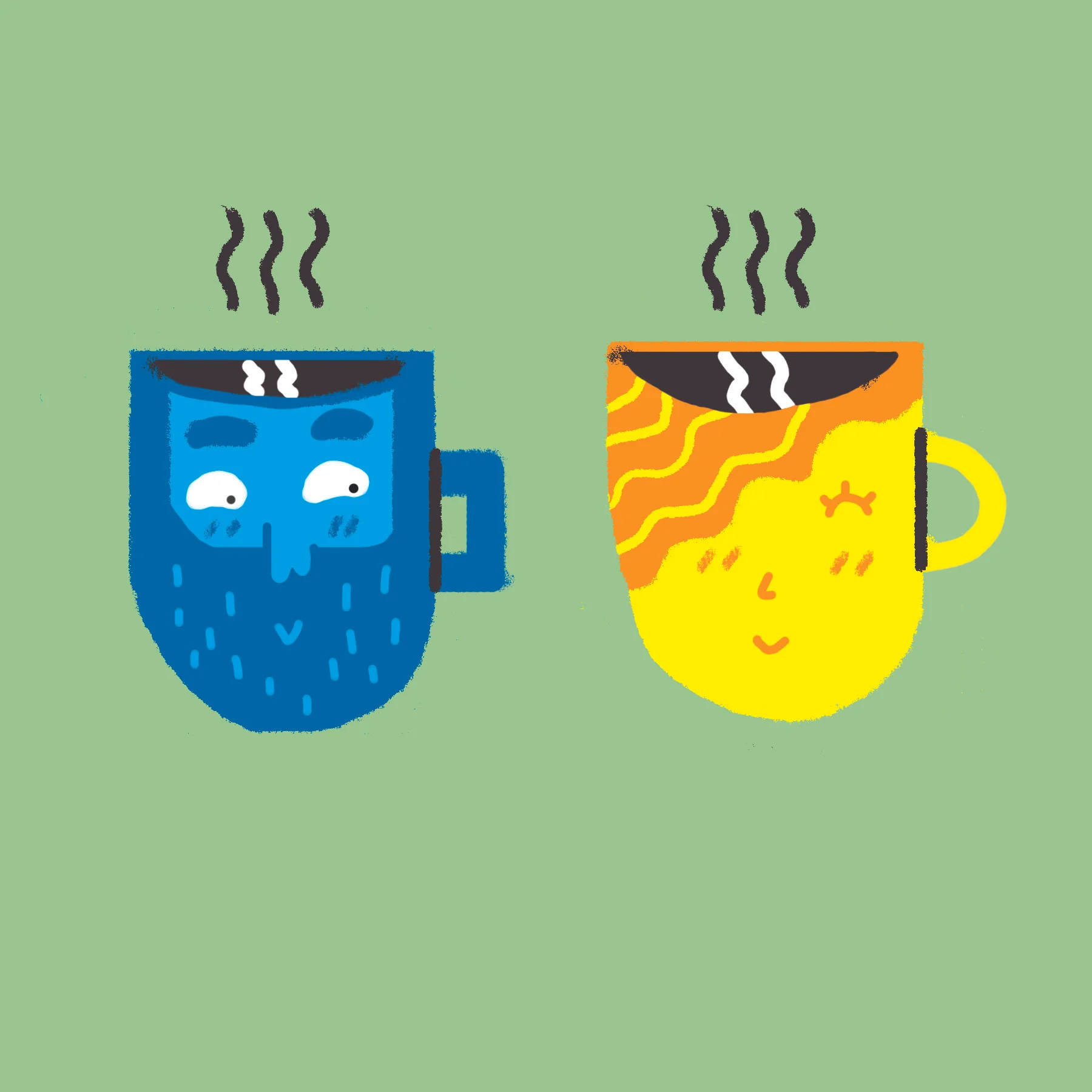 Coffee Heads In Love - Greeting Card