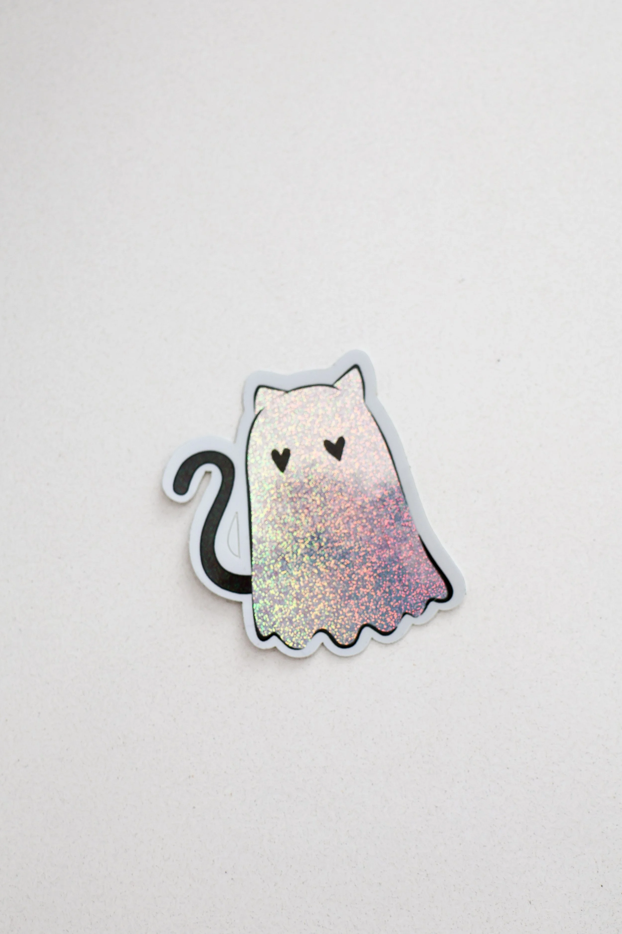 Ghost Cat Sticker Rainbow Cape