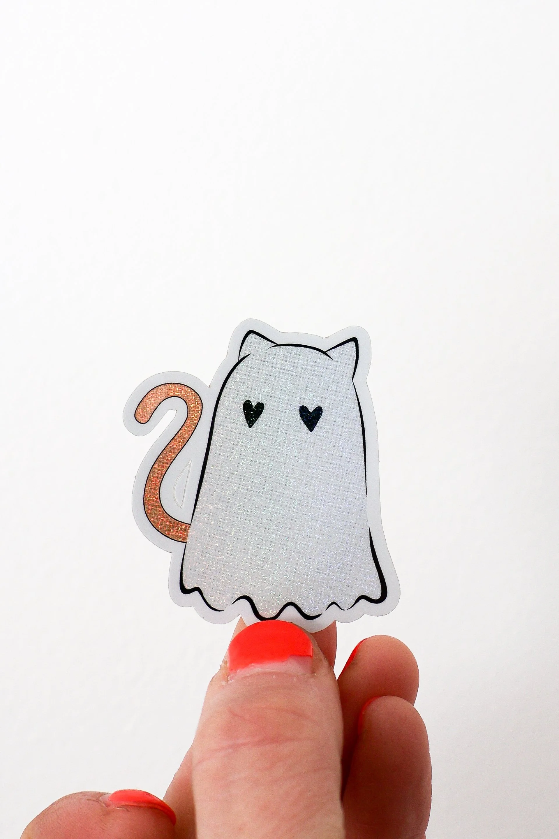 Ghost Cat Sticker Orange Tail