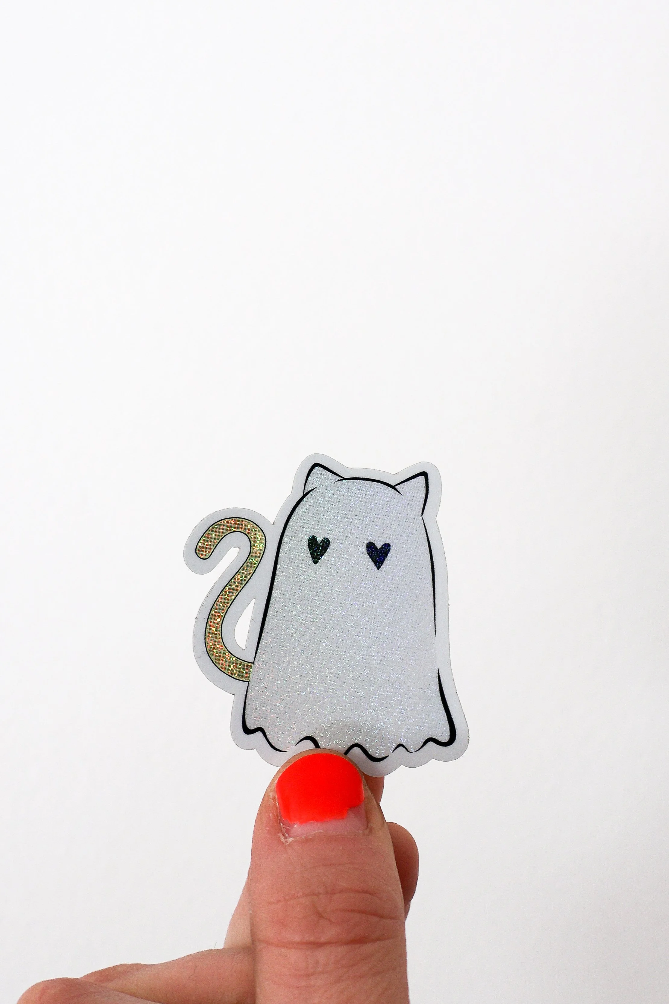 Ghost Cat Sticker Yellow Tail