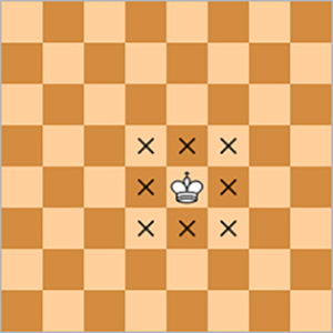 Kings move one square at a time in any direction