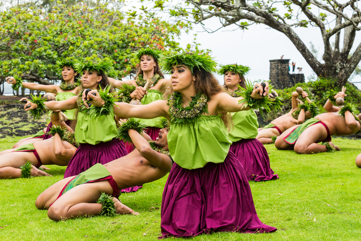 Halau performing Hula in the park - Hawaii Tourism Authority (HTA) / Tor Johnson