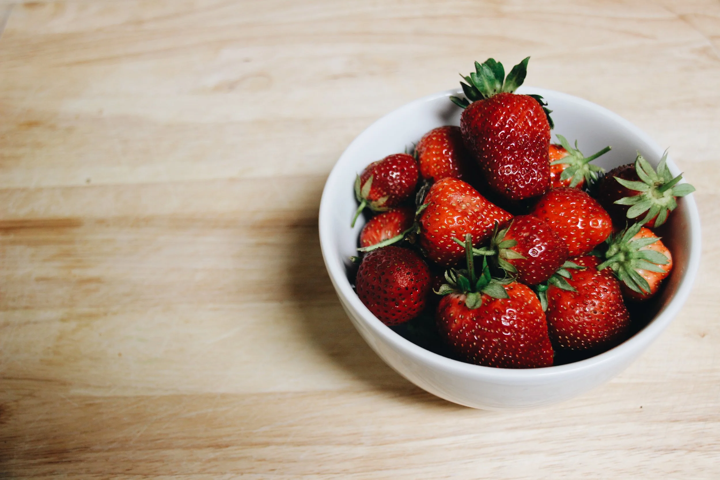 Strawberries fresh from Grant's garden.