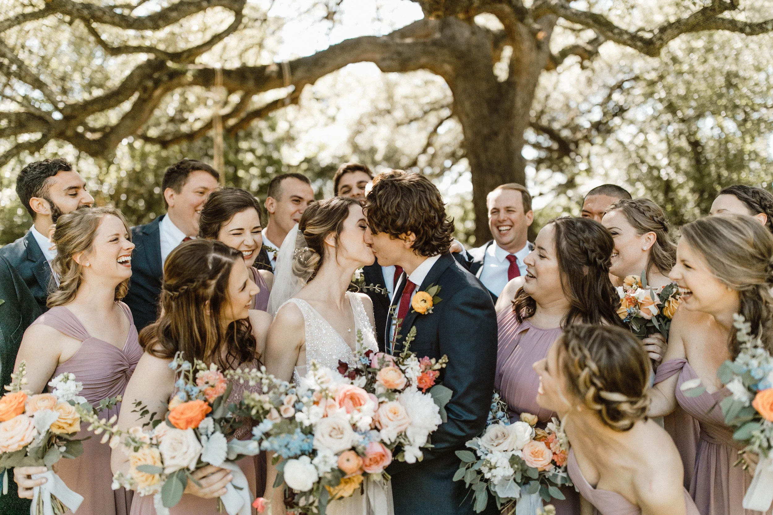 Spring Wedding Flowers | Peach and Blue Florals | Mercury Hall Austin