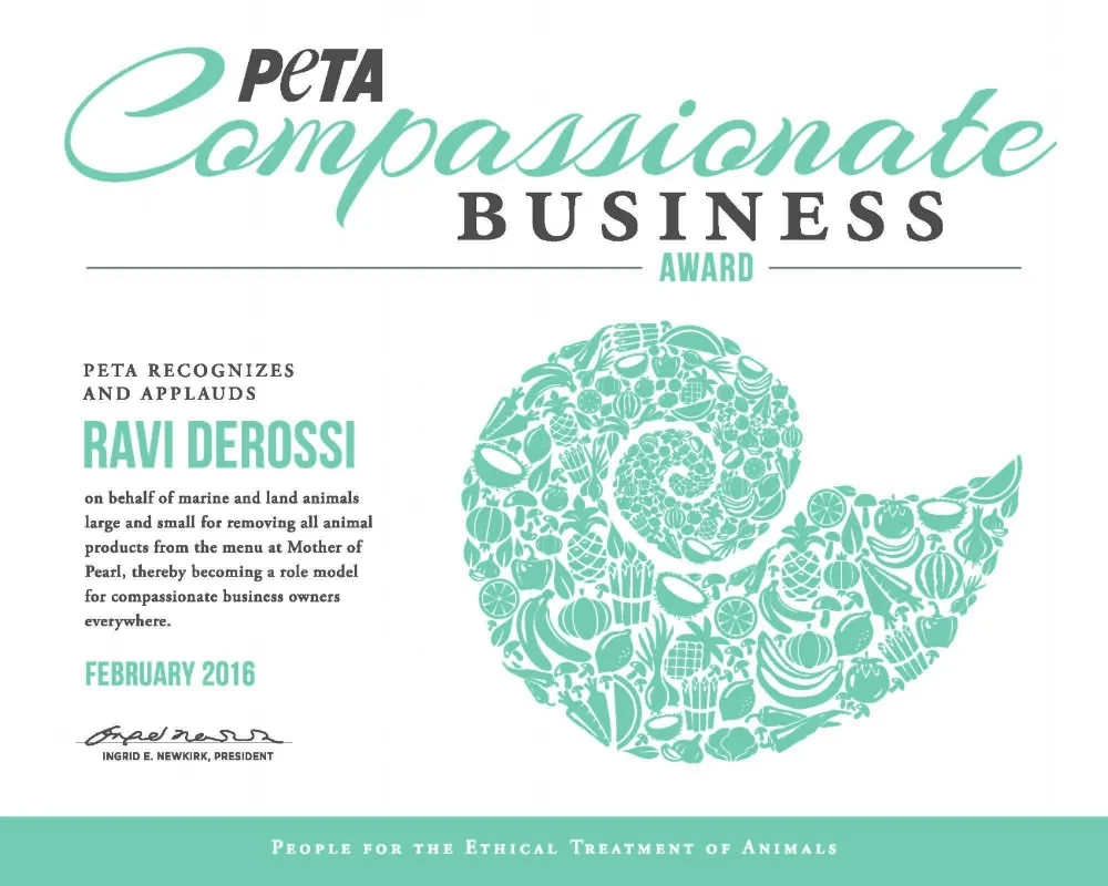 Picture of Ravi DeRossi PETA Compassionate Business Award Picture.jpg