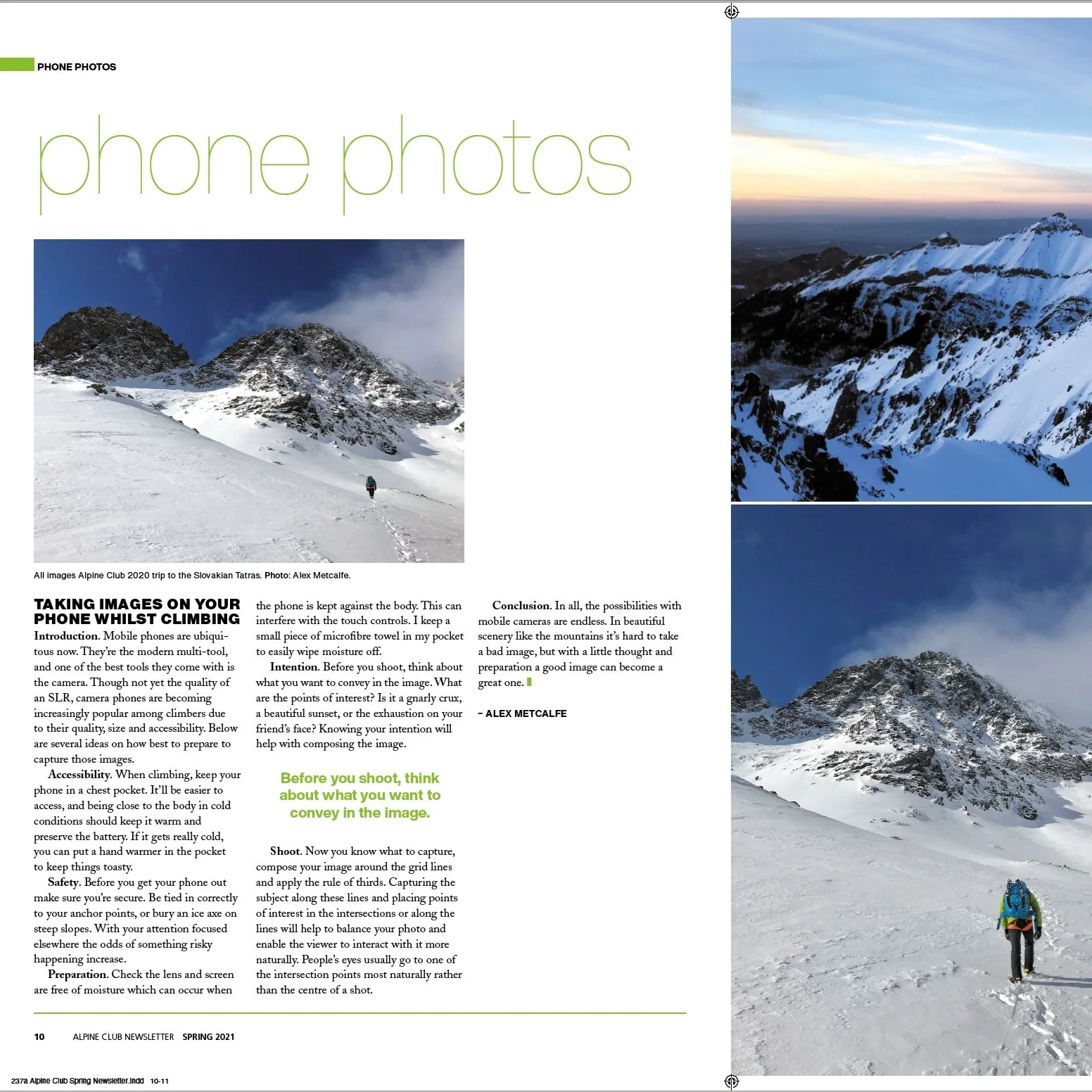  New Article Featured  With The Alpine Club