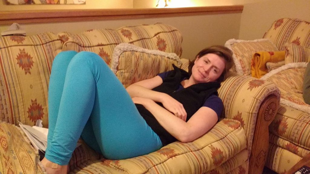 Couch-locked after day 3 of ski lessons.