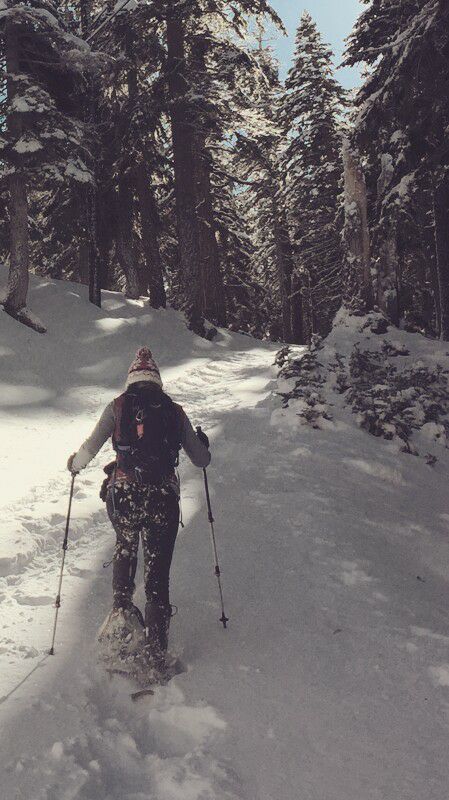 Snowshoeing toward Mammoth Rock Trail