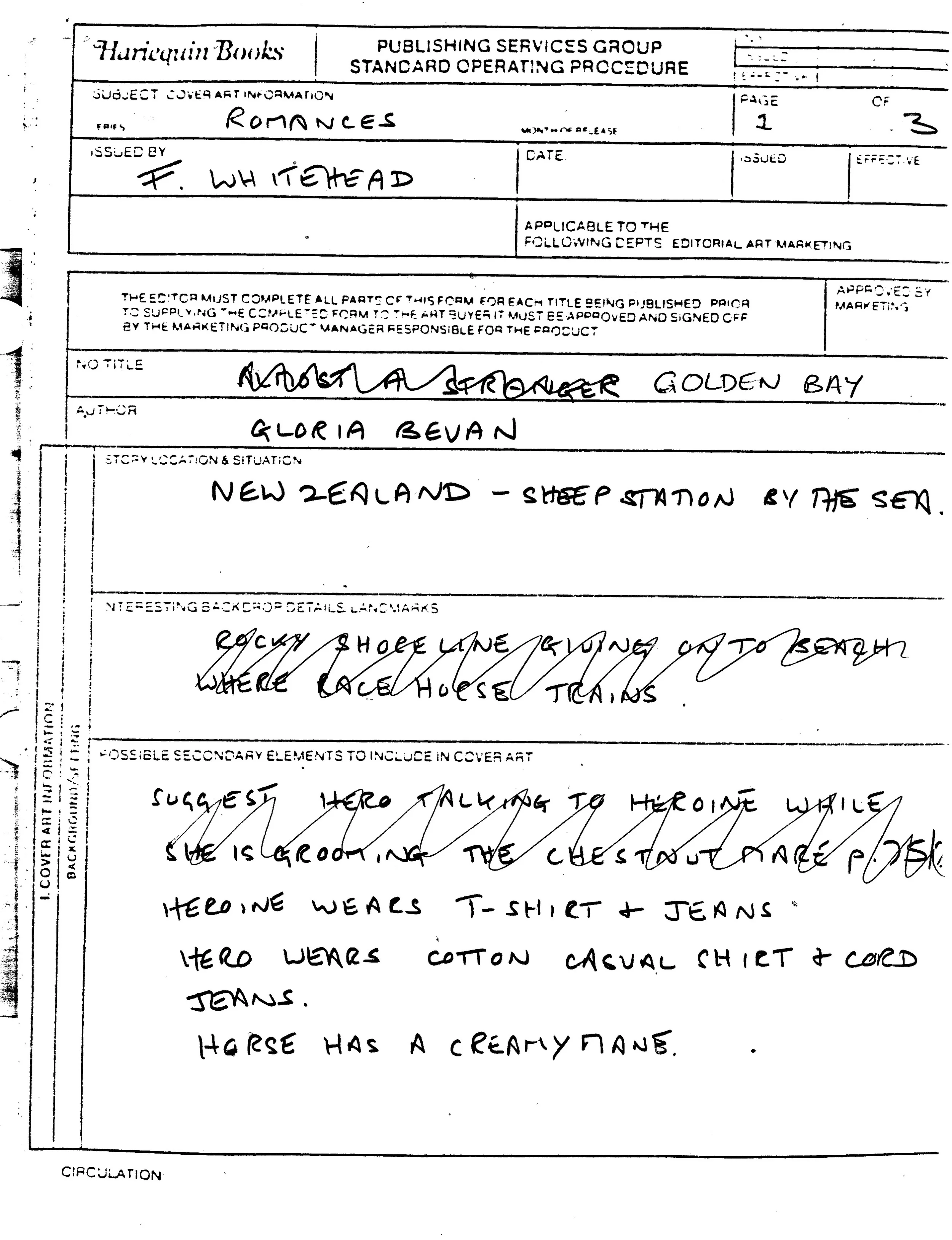 Example of AD notes used for Golden Bay