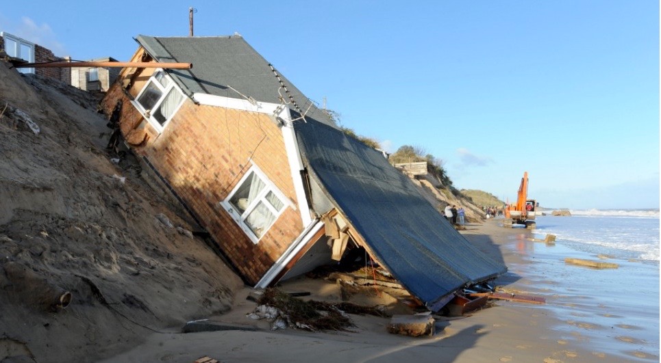 Rising sea levels eroding the Norfolk Coast