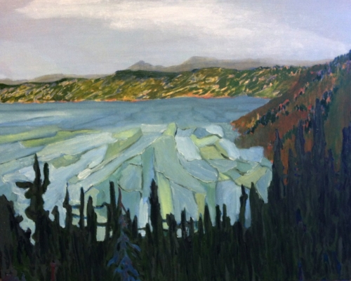 Wes sherman, crater lake, oil on canvas