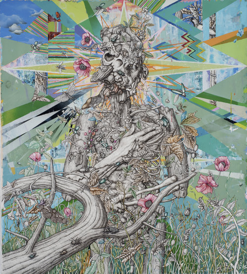John Rappleye, Fractured Vision, 2015, Acrylic and spray paint on paper