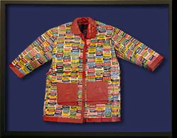 School recycling project - raincoat made of gum wrappers!