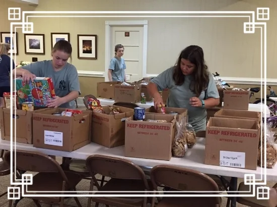 Packing boxes - Eastern Hills Baptist Church worked hard to help us sort items and then pack boxes during their summer 2017 youth choir and mission tour