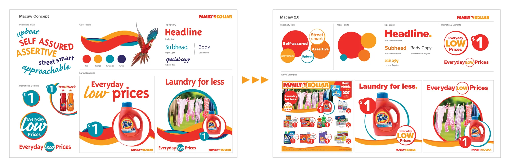 Some of the creative concepts explored eventually turning into the Family Dollar brand arch