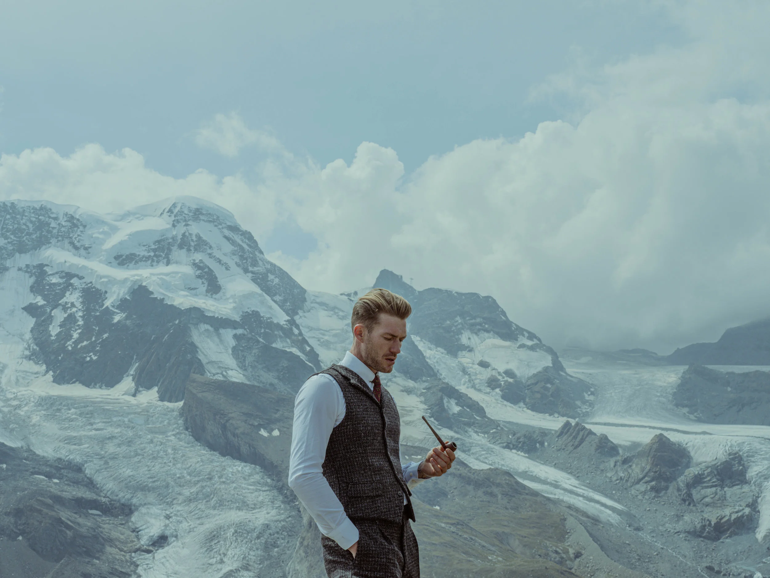 Hudson Harris Tweed Waistcoat - Black/Light Grey