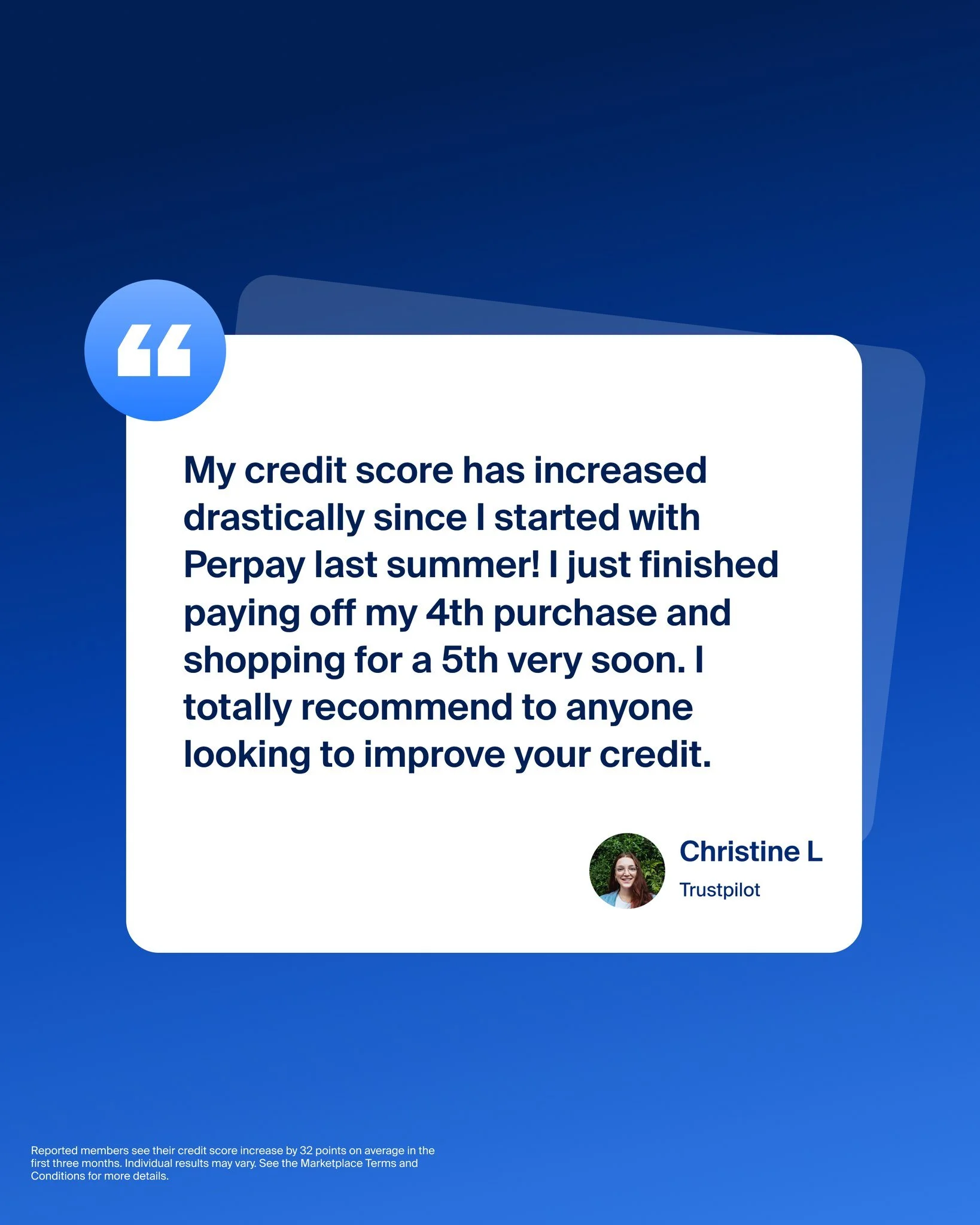 Are you looking to build your credit score?

Members like Christine have seen score improvements just by shopping with us

#Perpay #PaycheckPoweredProgress #MemberWins #CreditScoreIncrease