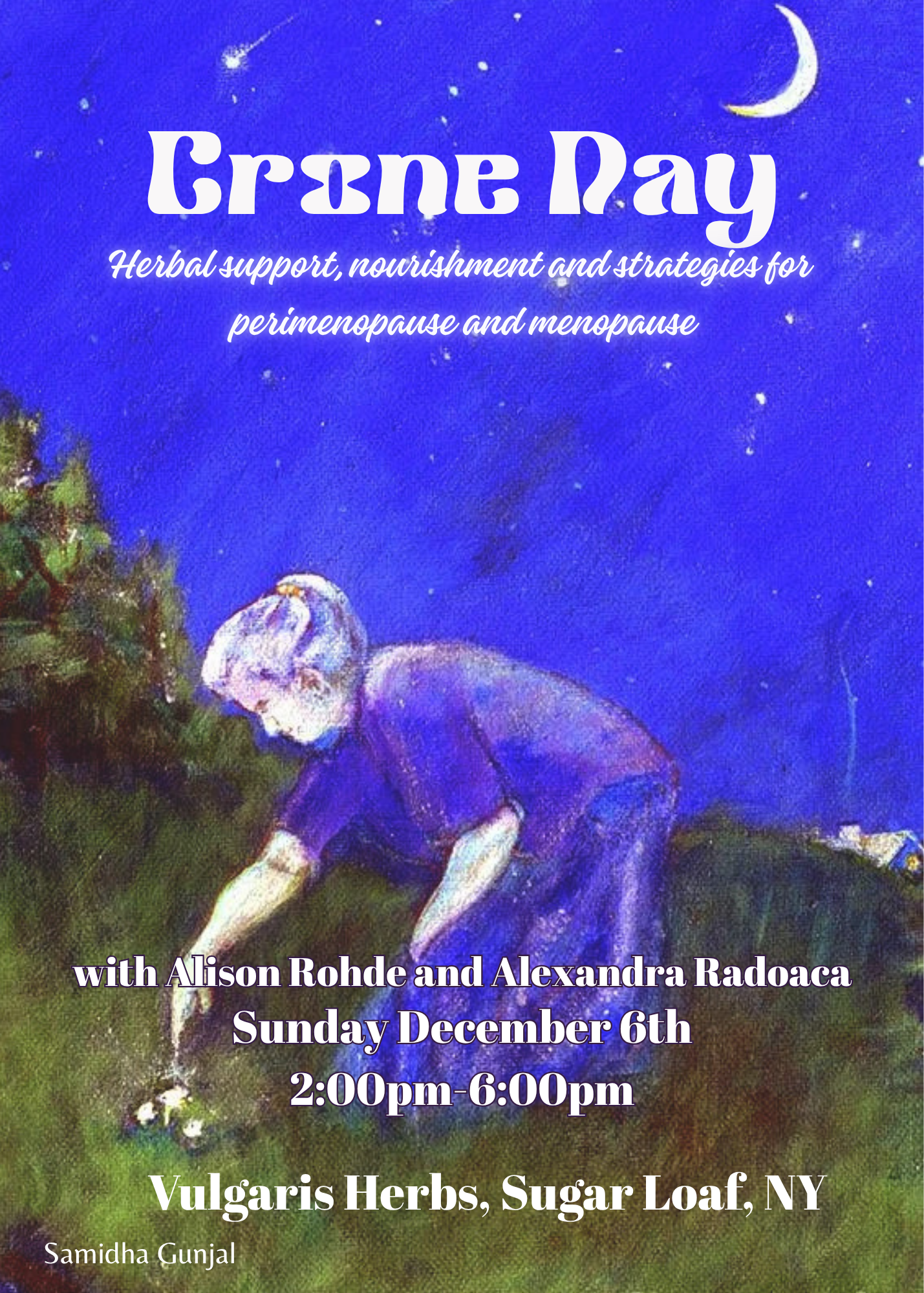 Crone Day: Herbal support, Nourishment and Strategies for Perimenopause and Menopause, $55 