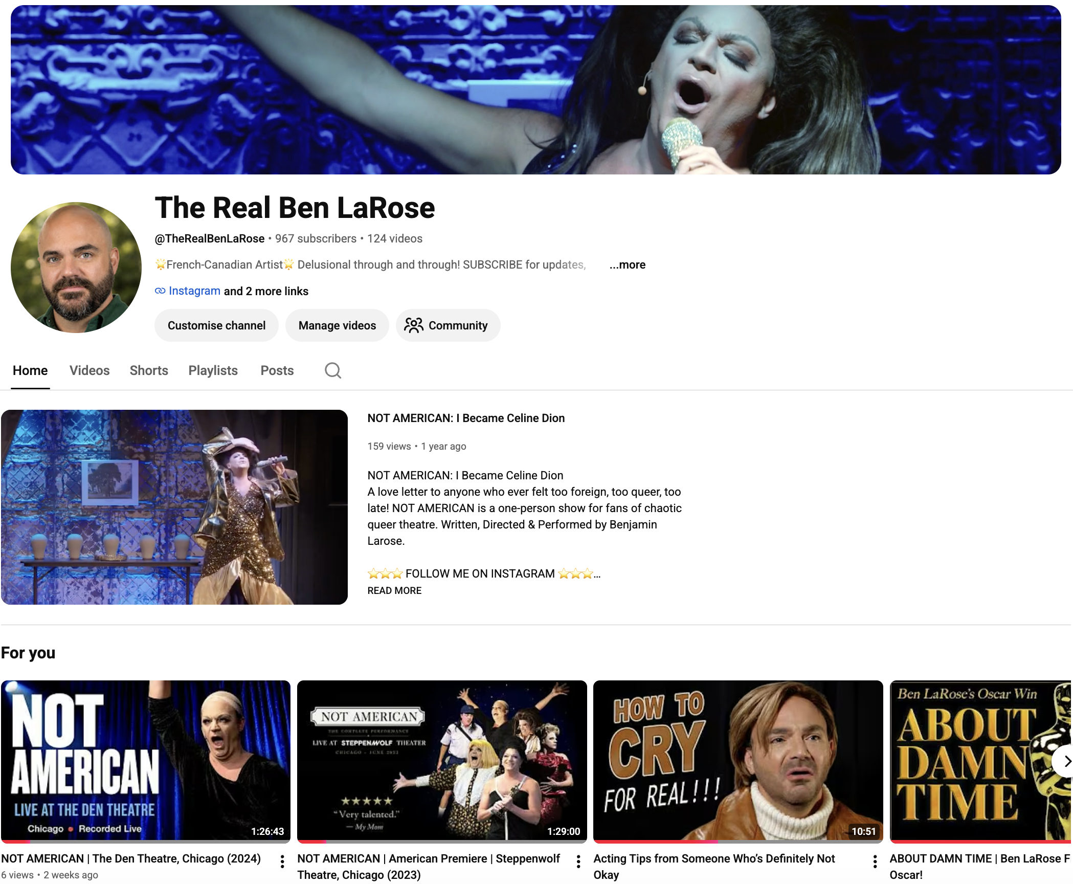 YouTube Channel for The Real Ben LaRose