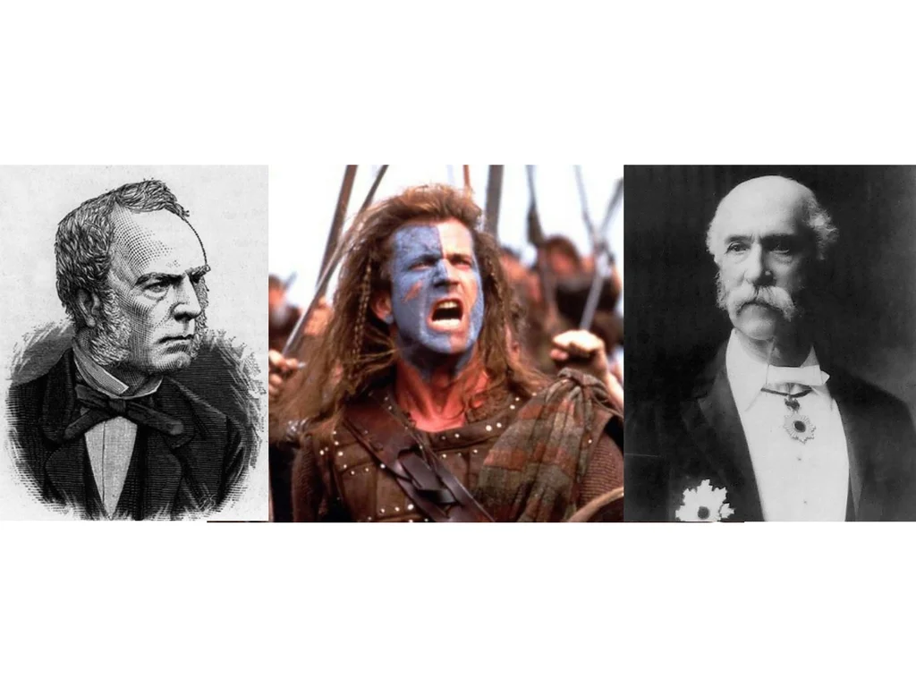 Famous Scots from Left: Robert Fortune, Mel GIbson ( actually American ) and Thomas Glover