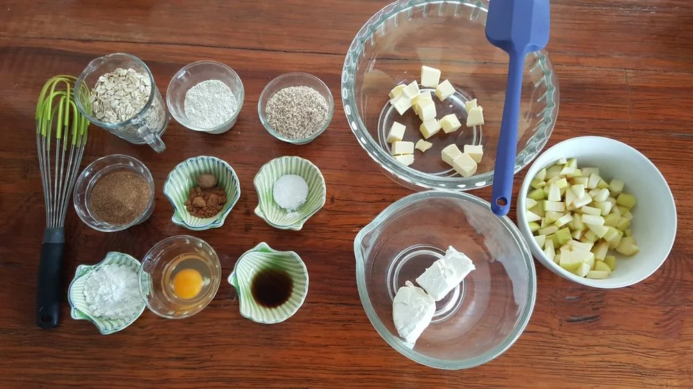 Barras de avena, manzana y queso crema