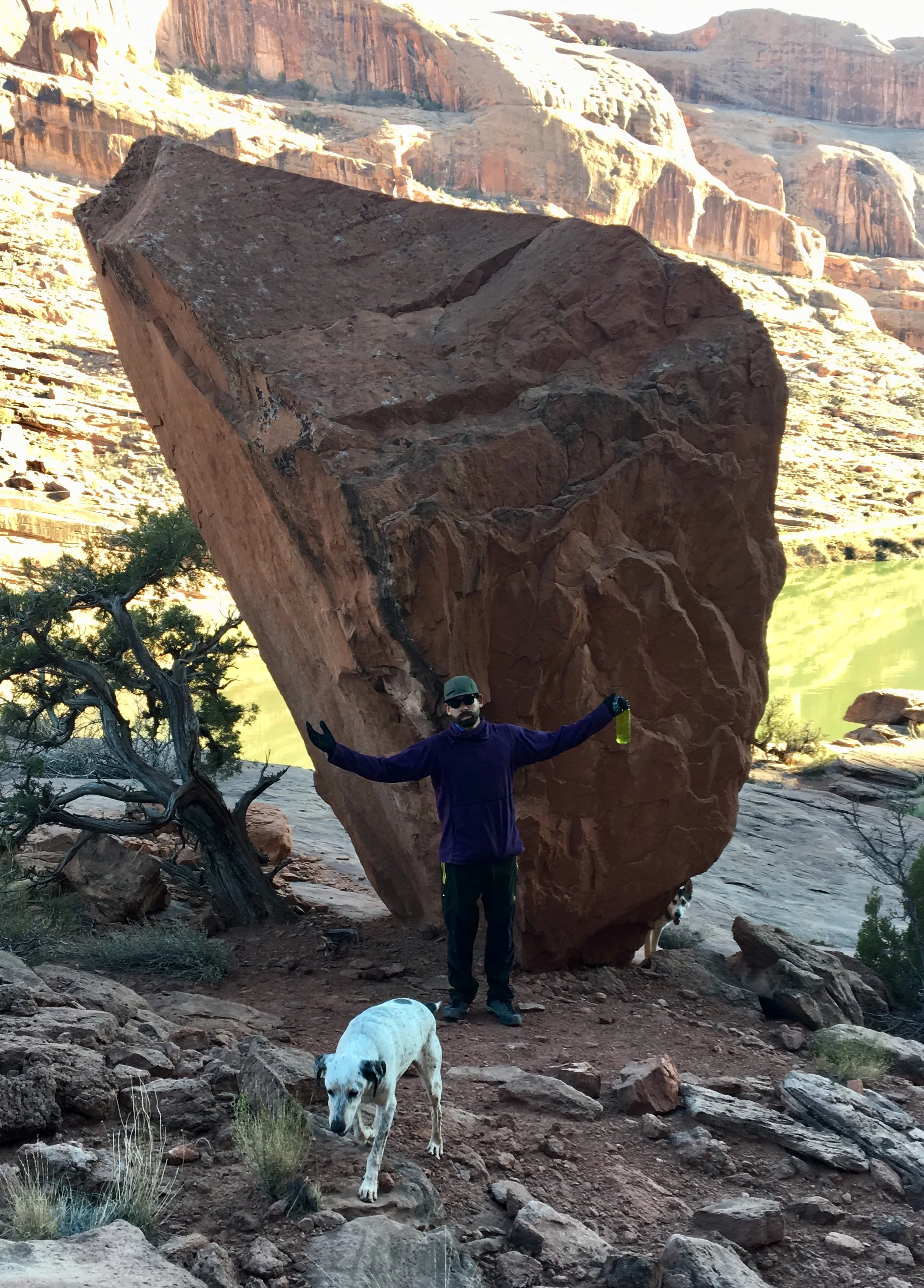 Kyle, Pluto, and Roan with the Colorado River in the background
