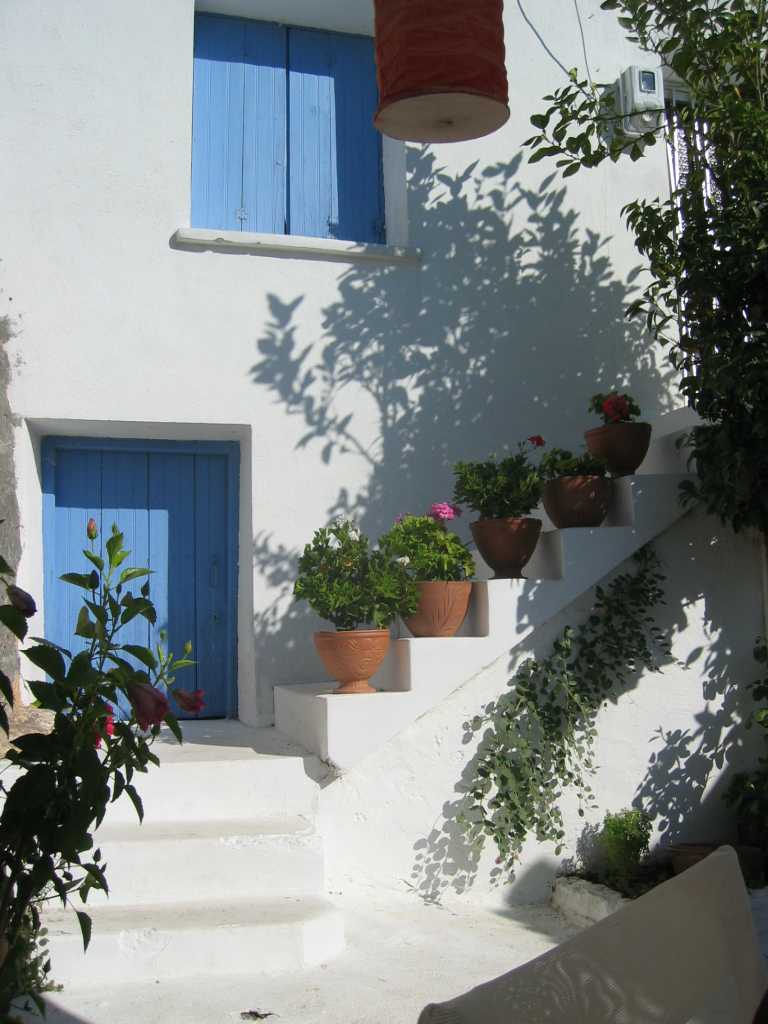The courtyard of my studio in Eressos, Lesbos, Greece.