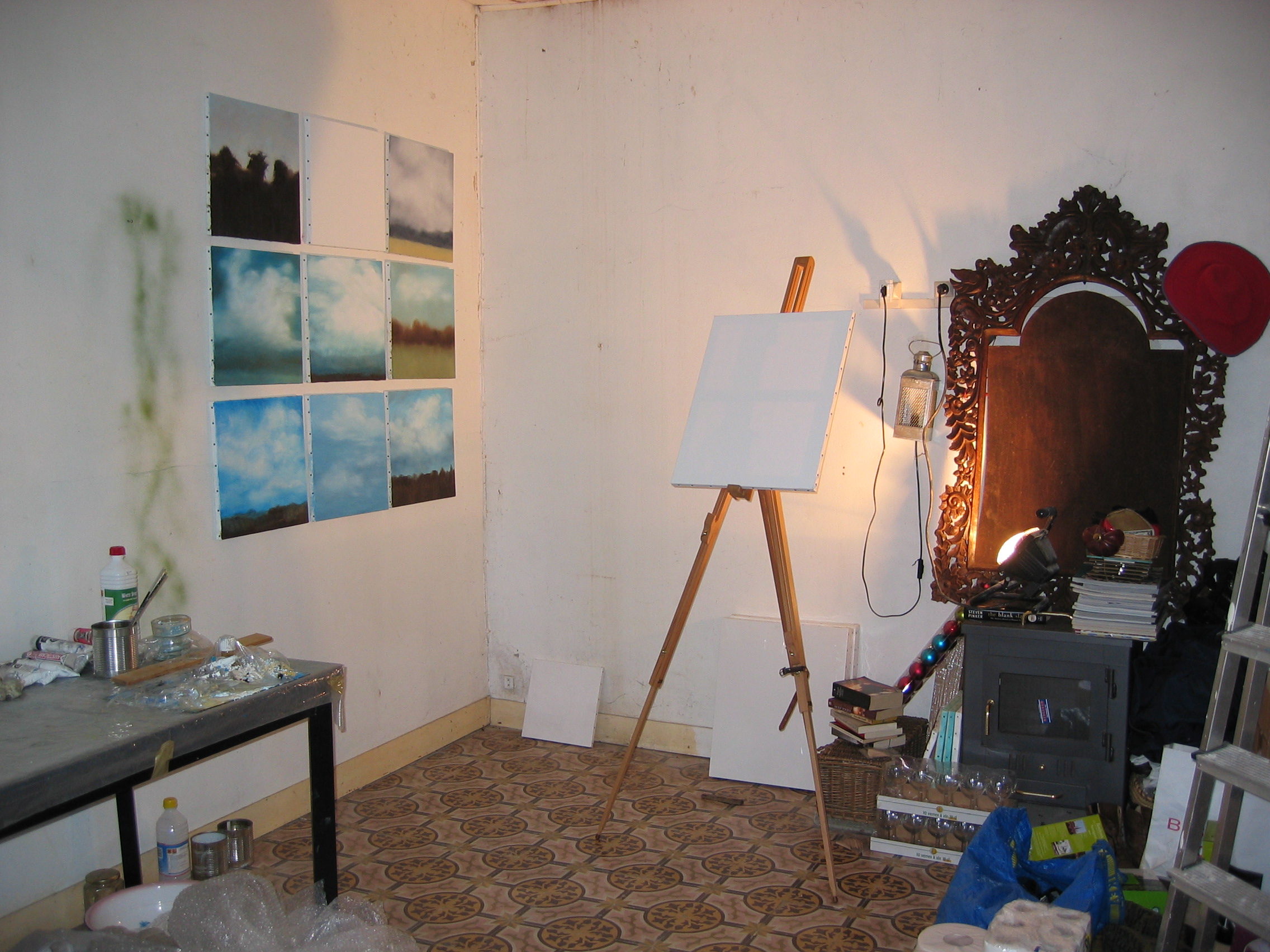 Working in the studio in Septeuil.