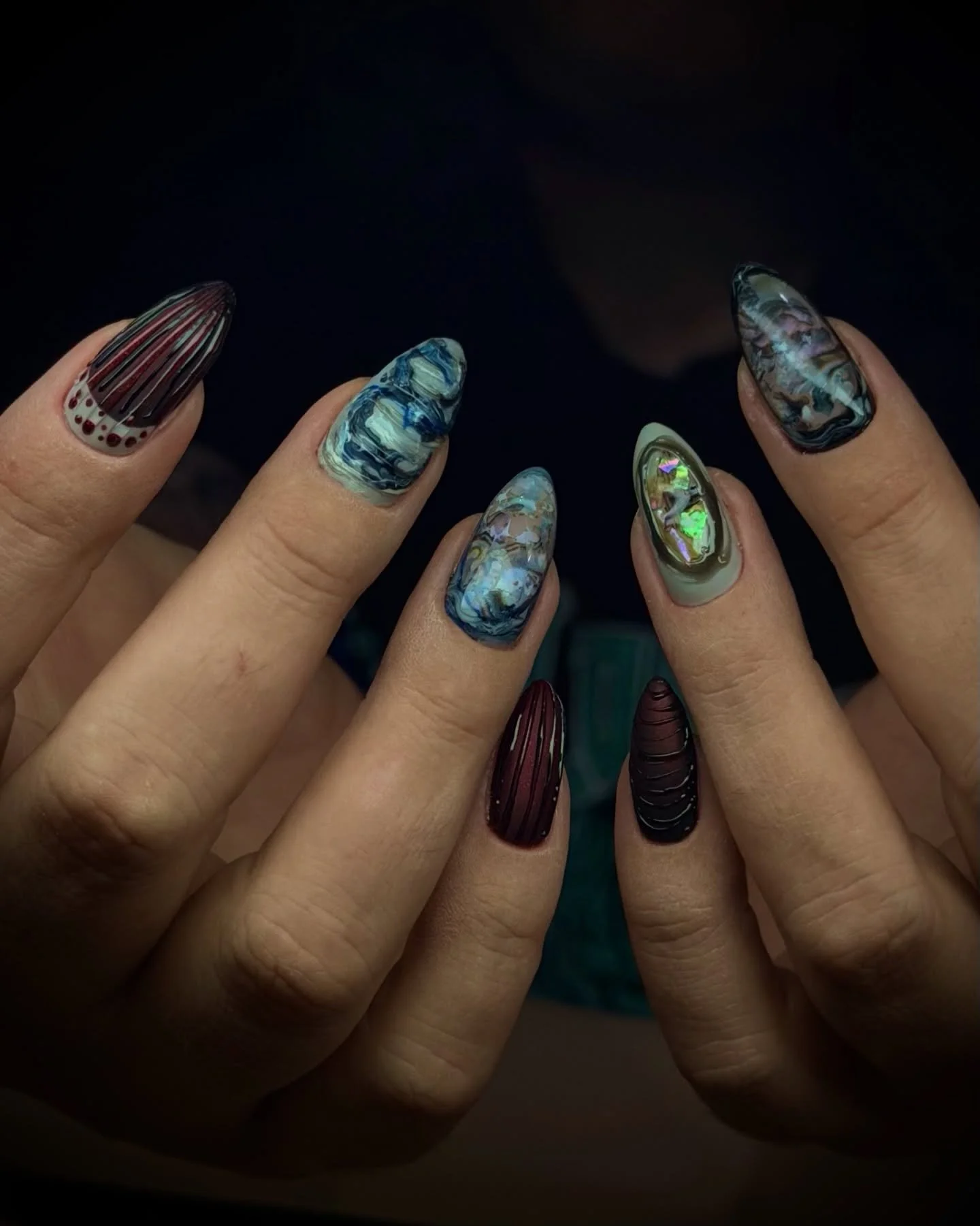 Nails out of this world 🛸 for the queen of cocktails Chockie 🍸 by #selfish_anastasia 

Book for category 4 art to get this look. 

#nailartlondon #biabnails