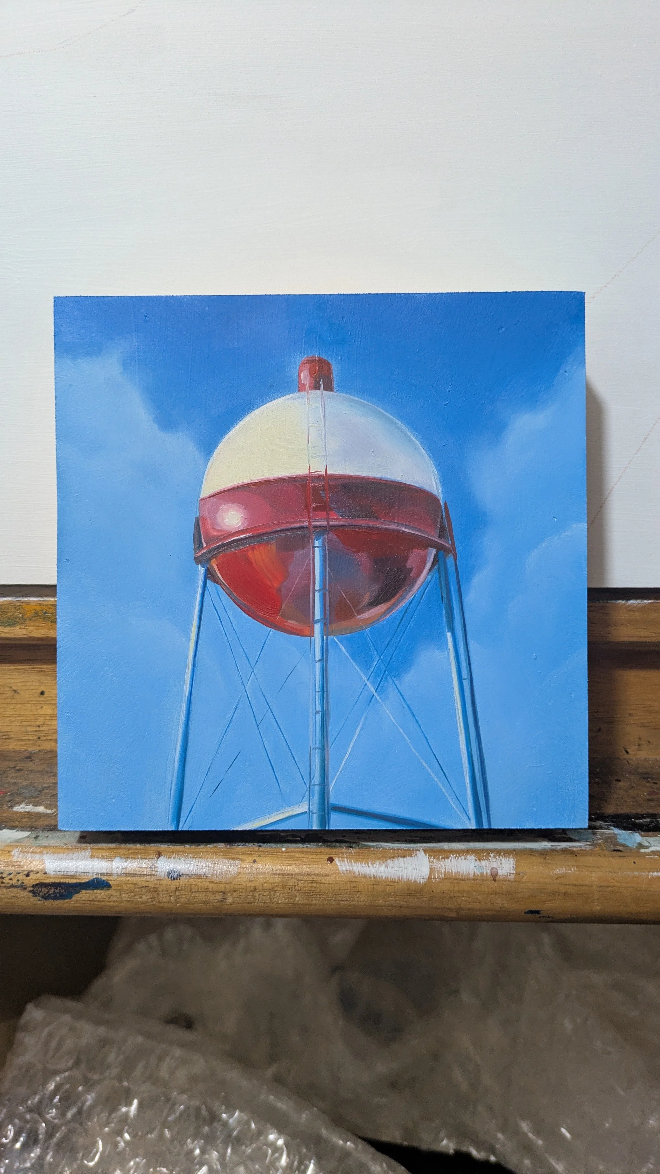 6x6" oil painting Pequot watertower