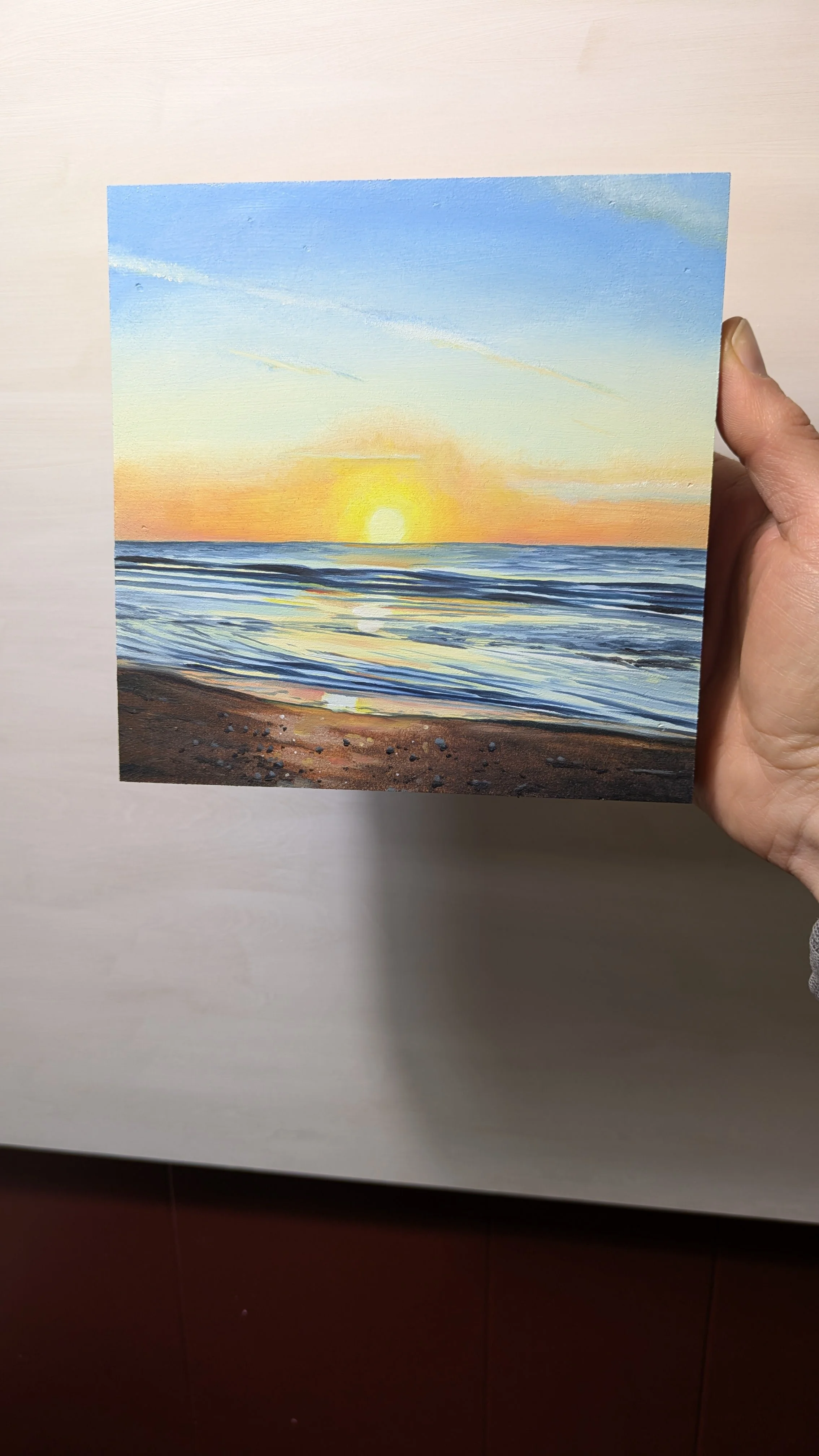 6x6 Oil Painting Folly Beach sunset