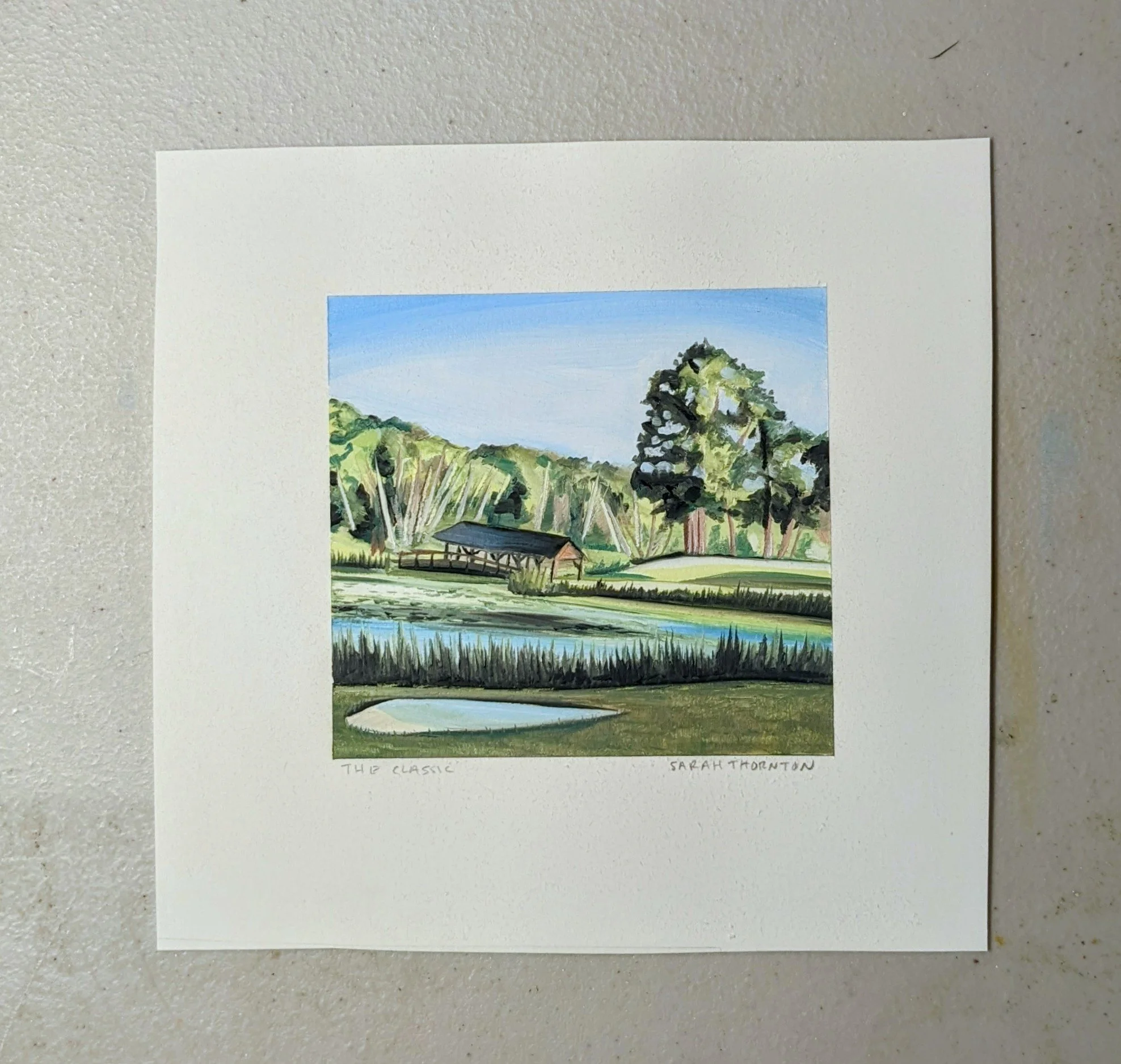 4x4" The Classic Golf Course, Oil painting on paper