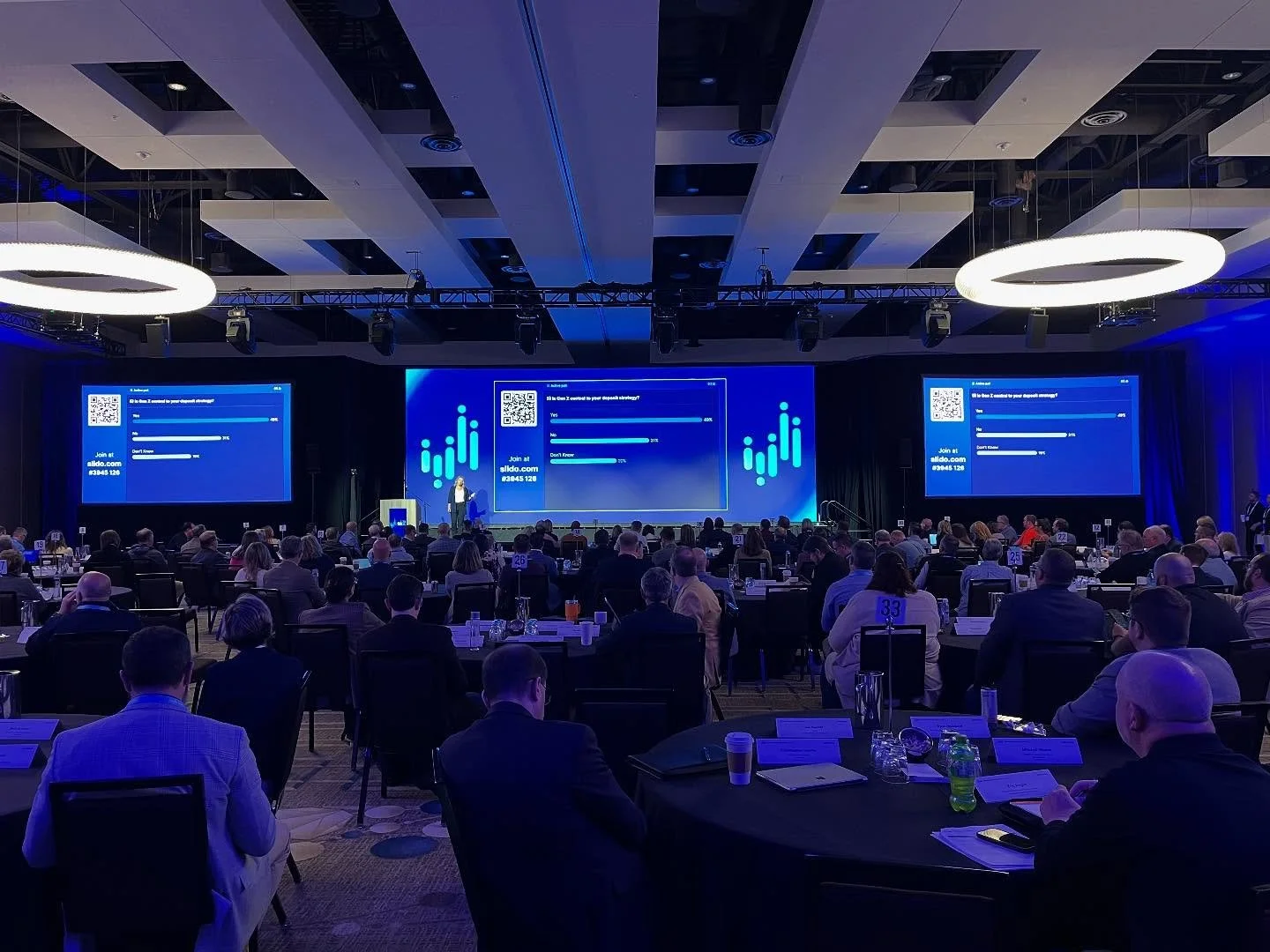 Last month we sent two 26&rsquo; box trucks loaded with audio, lighting, LED wall, projectors, screens, staging, and AVL control packages up to Minnesota to transform a ballroom at the Mall of America for @jackhenry_fintech&rsquo;s annual Strategic I