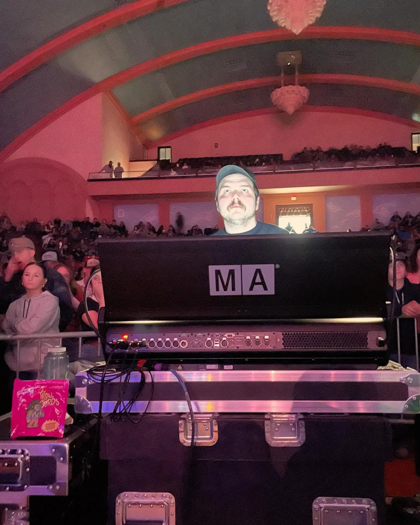 Not to be outdone by the audio folks, our lighting department also recently welcomed a new console to inventory, a grandMA3 Light. 

Enjoy this totally not scary picture of head lighting tech Garrett Smalley taking it out on its first gig, a sold out