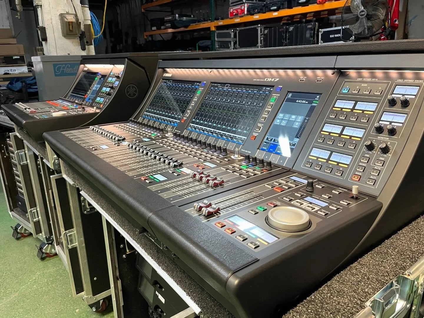 The new consoles are here! The new consoles are here!

Please welcome our @yamaha_proaudio_official DM7 package to the fam. A full size and a compact, each with control expansion modules installed, along with 3x Rio3224-D2 stage racks, all lovingly p